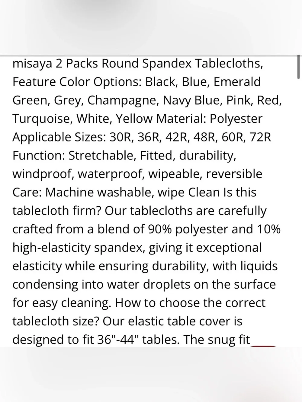 Set of Reusable Polyester Spandex Tablecloths Indoor/Outdoor 36-44” Round - BLUE